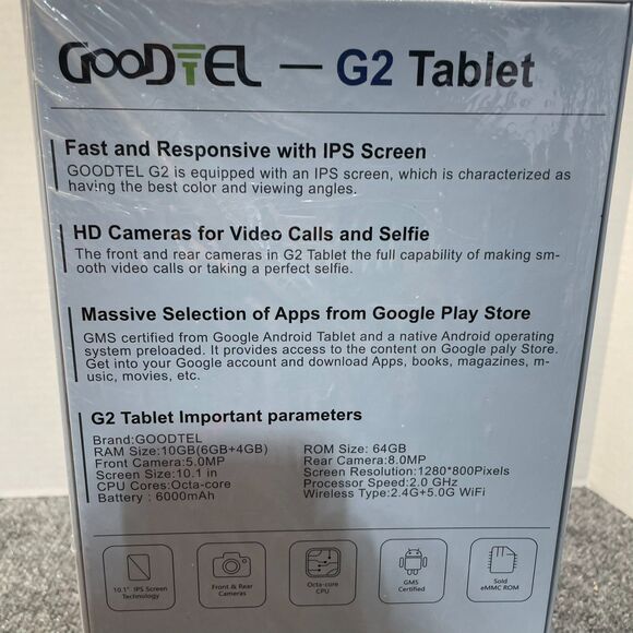 Goodtel G2 10.1" Tablet Red Ram 10GB Front and Rear Camera 6000mAh Battery - Picture 4 of 6